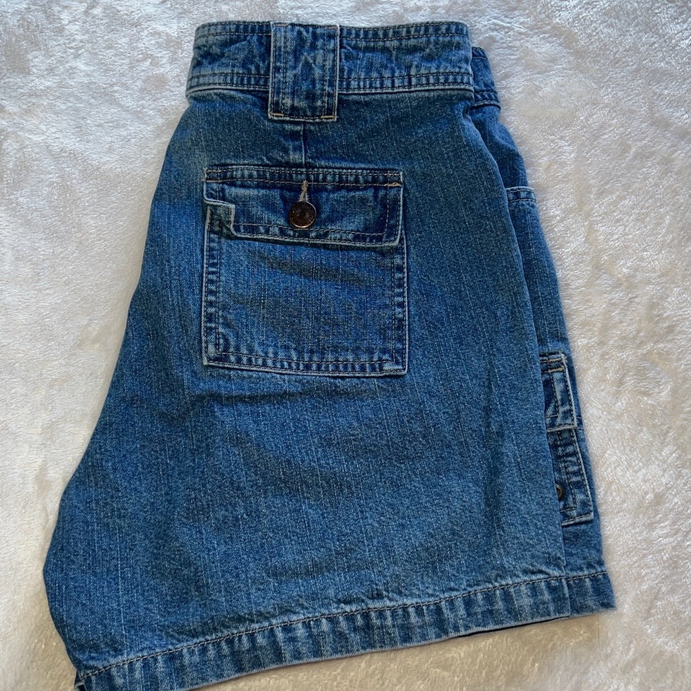 VINTAGE Women’s Caslon Denim Cargo Shorts 4P Petite Utility Jean 90s EUC Y2K - Picture 9 of 9